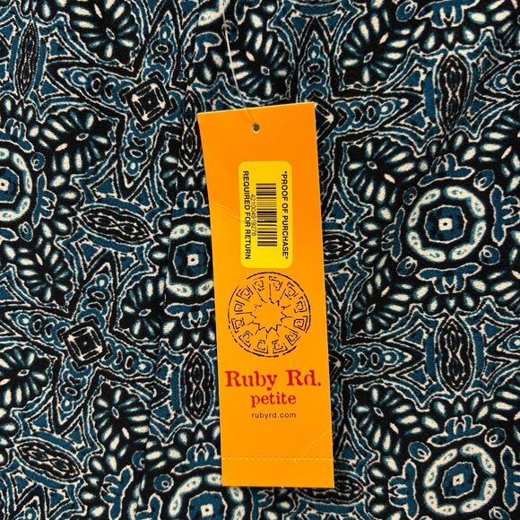 Ruby Rd Tropical Border Crepe Wide Leg Pants Women's Size Petite Large NWT - Picture 4 of 11